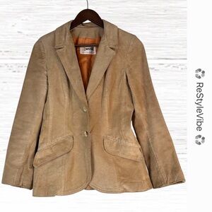 AVANTI Vintage Women’s Size 8 Blazer Jacket Coat Suede Leather Tan Lined